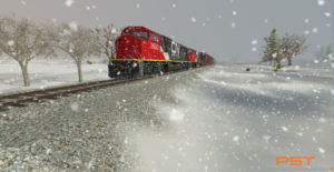 Train simulation in snow