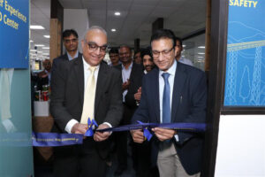 PST's Abhi Bhan and LTTS' Alind Saxena participate in inaugural ribbon cutting of the Customer Experience Center (CXC) in Faridabad, India.